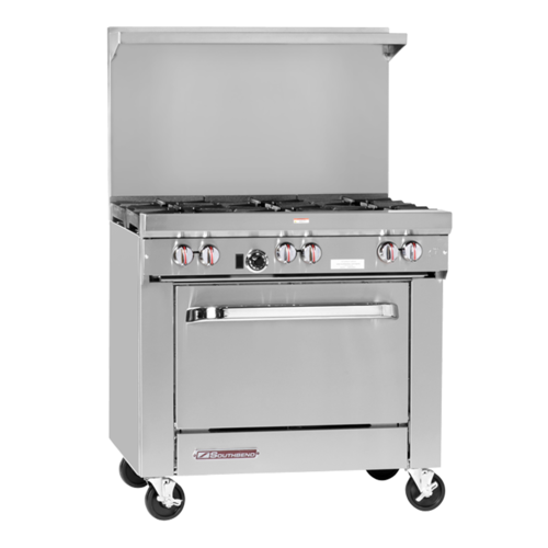 S36D-1G Range, 36", 4 Open Burners, 12" Manual Griddle